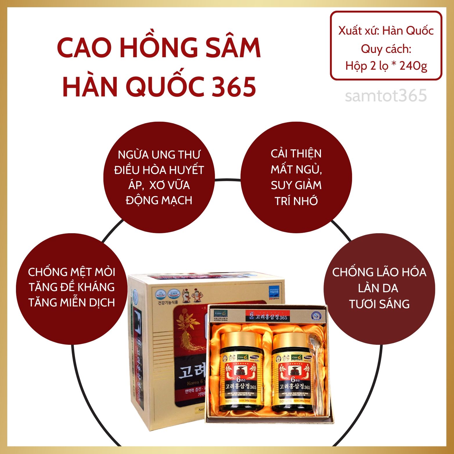 CAO HỒNG SÂM HÀN QUỐC 365 2 LỌ
