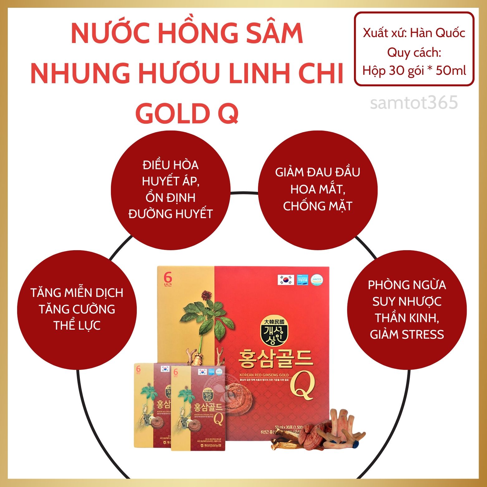 NƯỚC HỒNG SÂM NHUNG HƯƠU LINH CHI GOLD Q