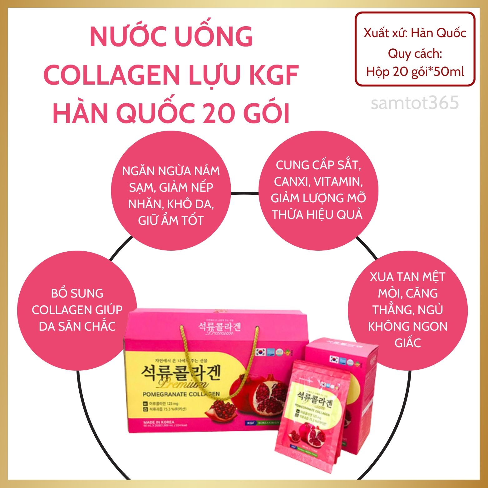 Nước uống Collagen lựu KGF (50ml x 20 gói)