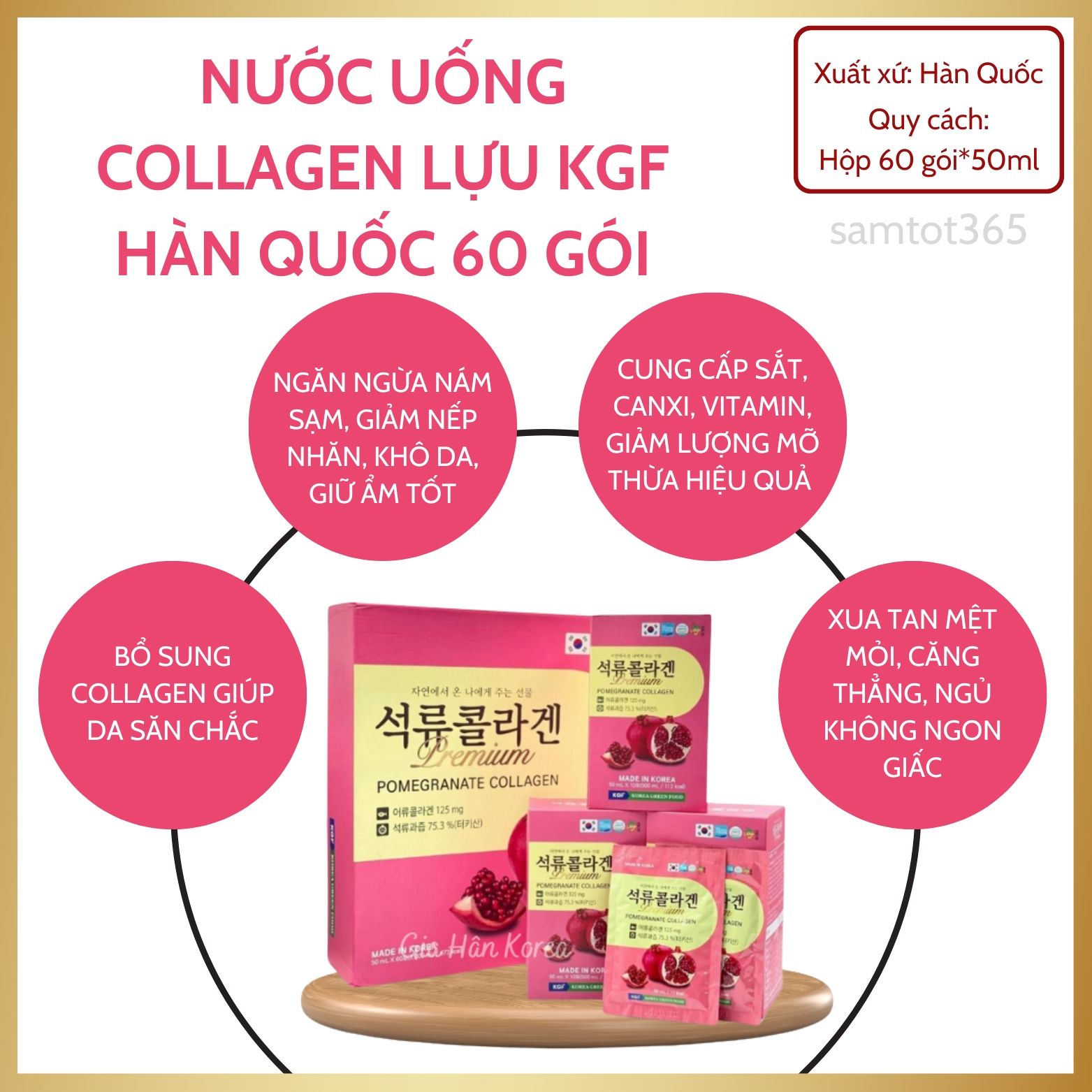 Nước uống Collagen lựu KGF hộp lớn (50ml x 60 gói)