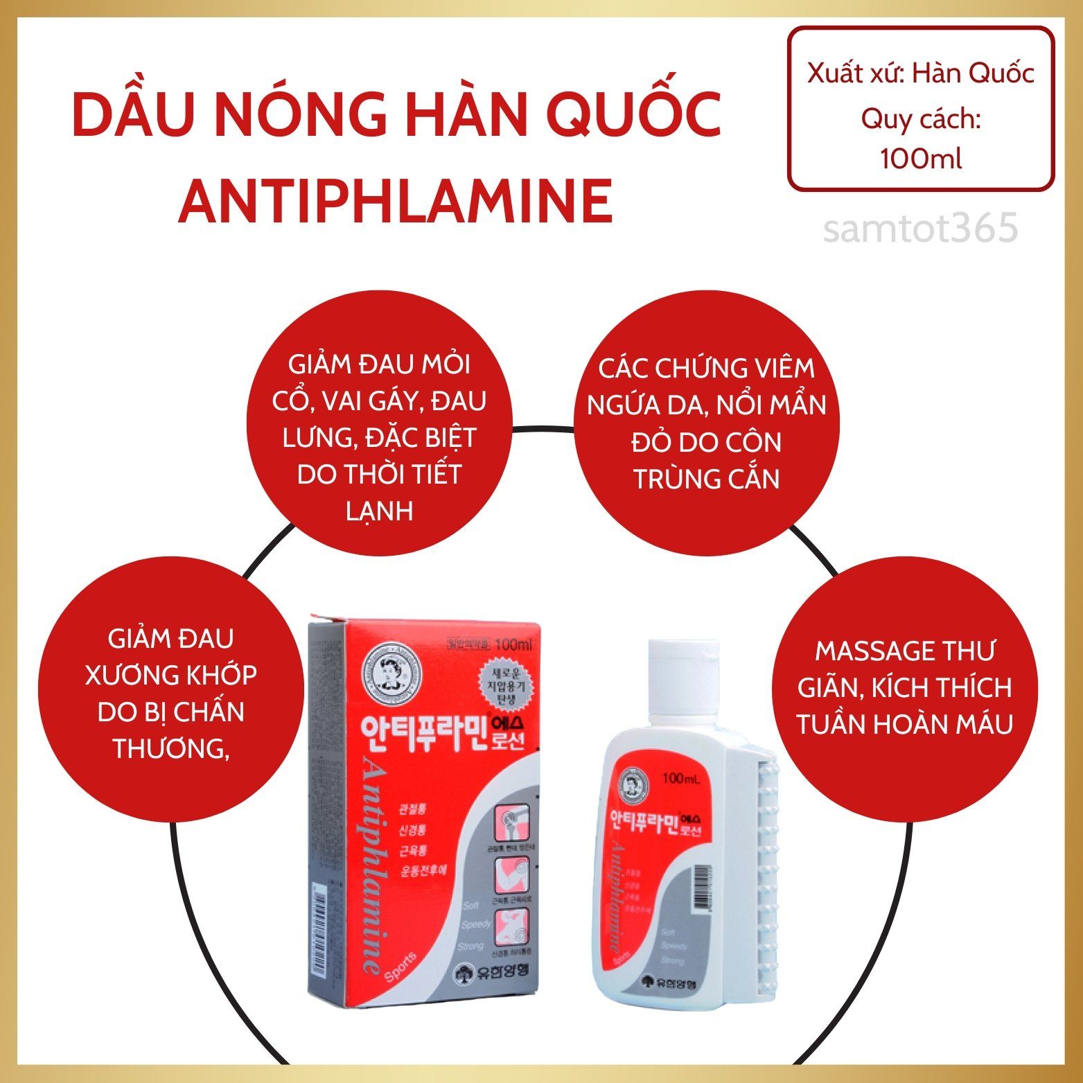 Hỗ trợ xương khớp Dầu Nóng Xoa Bóp Antiphlamine Của Hàn Quốc chai 100ml