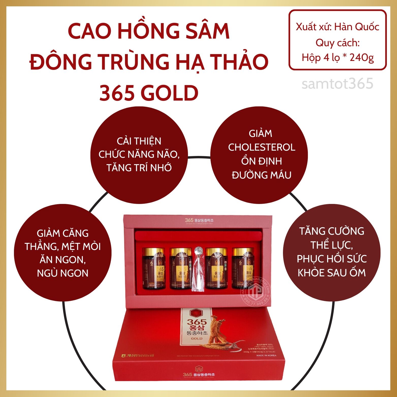CAO HỒNG SÂM ĐÔNG TRÙNG HẠ THẢO 365 GOLD